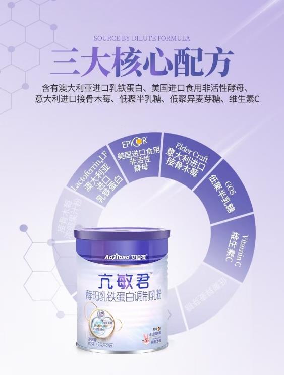 亢敏君酵母乳鐵蛋白依托獨家專利配方,助力敏感體質(zhì)寶寶健康成長
