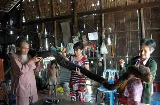 世界上頭發最長的男人,越南老人頭發長6.8米,50年沒剪