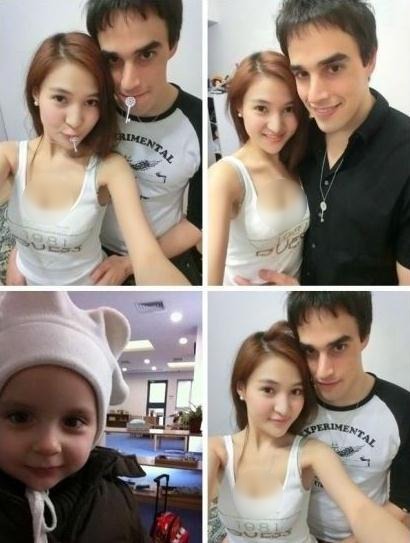 郭美美曬與外籍男友合照。郭美美微博傳豎中指照,聲稱“不好欺負”要讓某些人沒臉活,網友評顫抖吧干爹們。