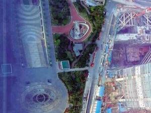 ?廣州花城廣場衛星地圖似豬頭 豬鼻子原是音樂噴泉