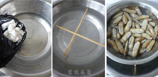 為了防止蛤蜊將吐出的泥沙再次吸回去,在浸泡時,可將蛤蜊放在濾水簍中,再將濾水簍擺在水盆上,使濾水簍保持四或五公分的距離。