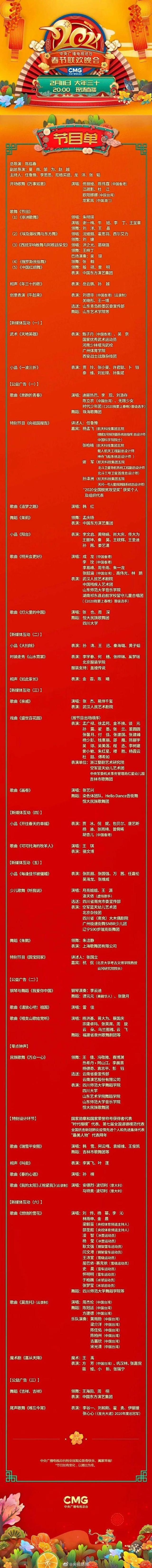 2021年央視春晚節目單正式公布!春晚舞蹈數量創了歷屆之最