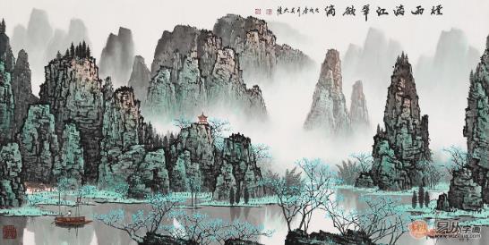 這位當代青綠山水畫家吳大愷筆下作品厲害了,值得收藏