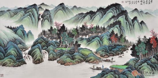 這位當代青綠山水畫家吳大愷筆下作品厲害了,值得收藏
