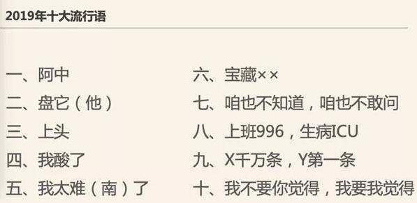 語言文字周報發布2019年十大熱門網絡流行語:盤它上頭我酸了最熱門