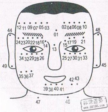痣相圖解大全，男人痣相圖解，男人面部痣相圖解